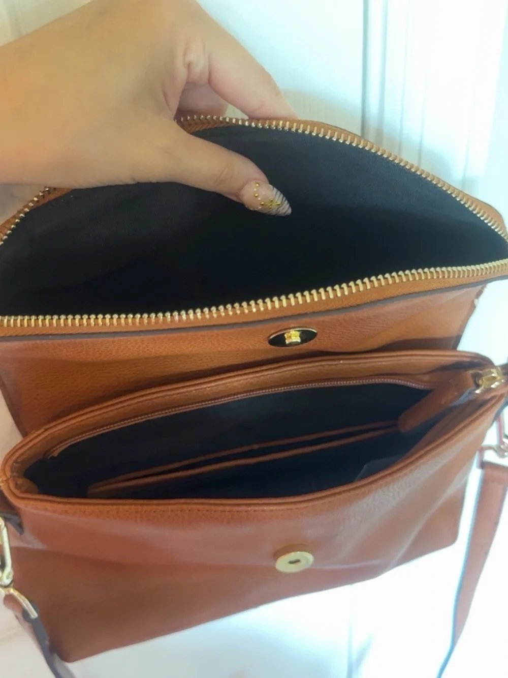 Classic Brown Leather Crossbody Shoulder Bag